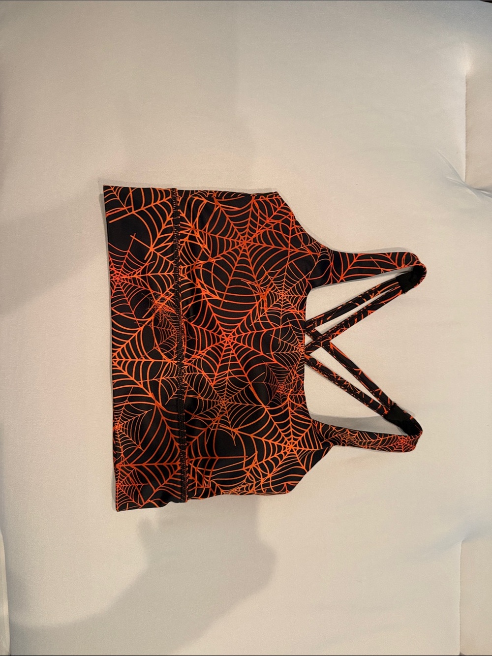 CVG brand- Women’s Black & Orange Spiderweb Print Sports Bra
